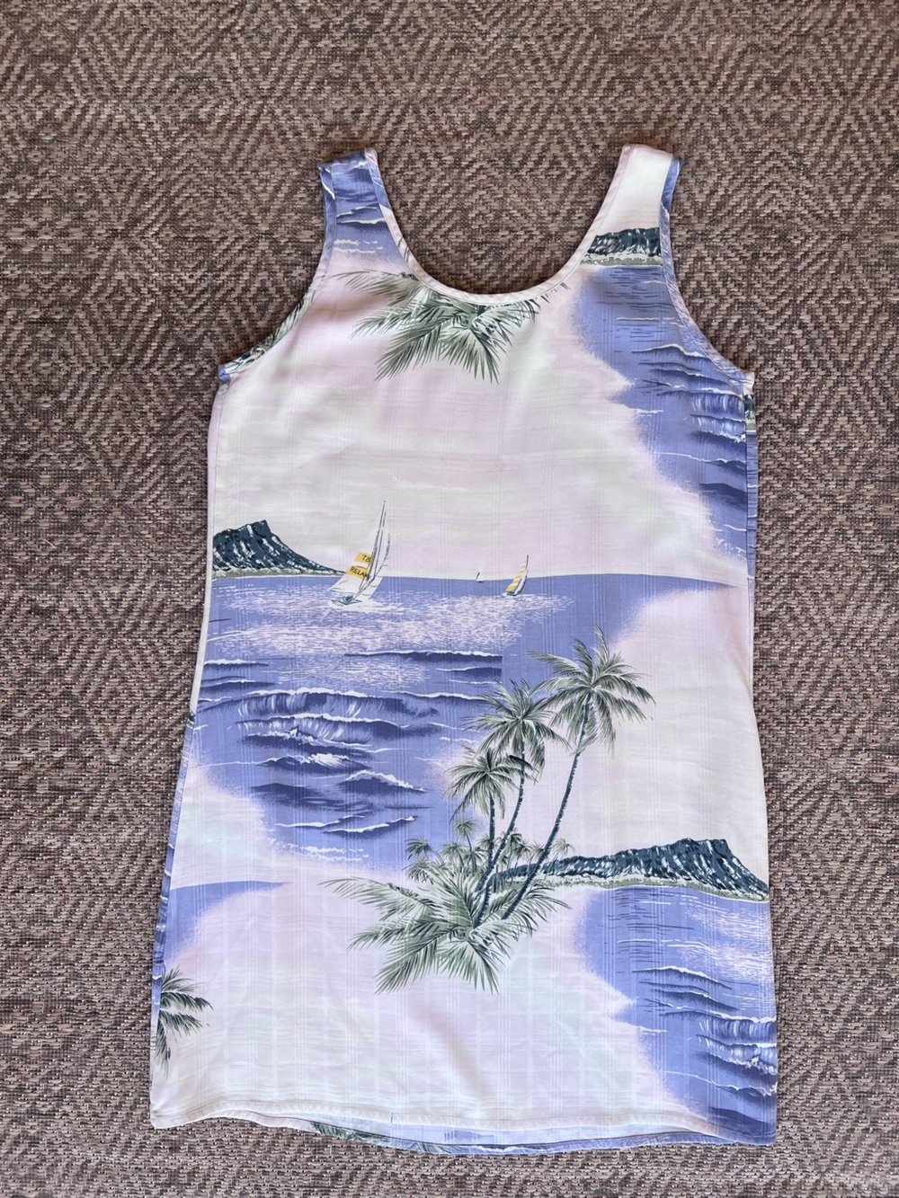Vintage Tommy Bahama 100% Silk Tropical Beach Print Shift Dress Medium Blue - Picture 6 of 6